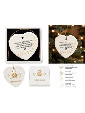 Pet Memorial Heart Ornament – Ceramic Keepsake Ornament with Gift Box